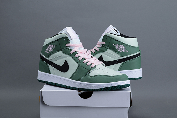 2021 Air Jordan 1 Retro White Green Pink Black Shoes